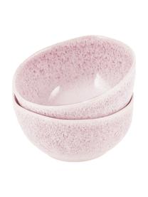 Handgemachte Schälchen Amalia mit effektvoller Glasur, 2 Stück, Porzellan, Hellrosa, Cremeweiß, Ø 14 x H 7 cm