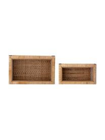 Schmuckboxen Talina, 2er-Set, Box: Rattan, Holz, Deckel: Glas, Braun, Set mit verschiedenen Größen