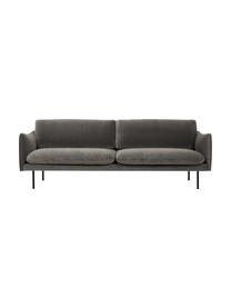 Sofa z aksamitu z metalowymi nogami Moby (3-osobowa), Tapicerka: aksamit (wysokiej jakości, Stelaż: lite drewno sosnowe z cer, Nogi: metal malowany proszkowo, Szarobrązowy aksamit, S 220 x G 95 cm