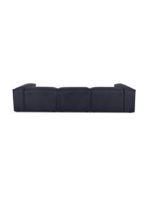 Canapé d'angle modulaire 4 places avec tabouret bleu Lennon, Tissu bleu, larg. 327 x prof. 207 cm