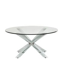 Stolik kawowy z metalu ze szklanym blatem Emilie, Blat: szkło, Nogi: metal, chromowany, Transparentny, odcienie chromu, Ø 82 x W 40 cm