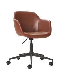Krzesło biurowe ze sztucznej skóry Fiji, obrotowe, Tapicerka: skóra ekologiczna (100% p, Stelaż: metal malowany proszkowo, Brązowa sztuczna skóra, S 66 x G 66 cm