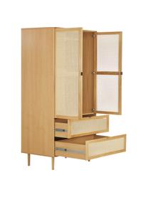 Petite armoire en cannage 2 portes Aries, Bois clair, larg. 100 x haut. 194 cm
