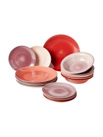 Handbemaltes Geschirr-Set Lucca, 6 Personen (18-tlg.), Steingut, Pfirsichtöne, 6 Personen (18-tlg.)