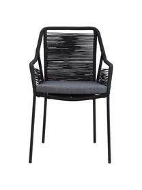Gartensitzgruppe Elba, 5-tlg., Tischplatte: Teakholz, Gestell: Metall, beschichtet, Bezug: 100% Polyester, Gestell: Metall, beschichtet, Schwarz, Teakholz, Set mit verschiedenen Größen