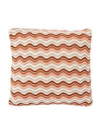 Federa arredo a maglia in cotone Emilio, 100% cotone, Beige, terracotta, salmone, Larg. 45 x Lung. 45 cm