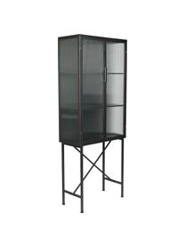 Vitrina de vidrio y metal Boli, Estructura: metal recubierto, Negro, semitransparente, An 70 x Al 178 cm