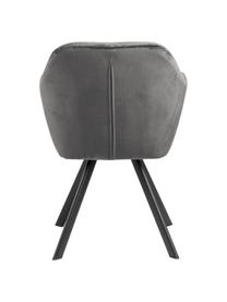 Krzesło z podłokietnikami z aksamitu Lucie, obrotowe, Tapicerka: aksamit poliestrowy Dzięk, Nogi: metal malowany proszkowo, Ciemnoszary aksamit, S 58 x G 62 cm