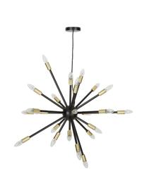 Lámpara de techo grande Spike, Pantalla: metal recubierto, Anclaje: metal recubierto, Cable: cubierto en tela, Negro, dorado, Ø 90 cm