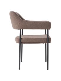 Krzesło tapicerowane z podłokietnikami Zoe, Tapicerka: 100% poliester Dzięki tka, Stelaż: metal malowany proszkowo, Brązowa tkanina, S 56 x G 62 cm