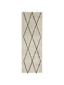 Passatoia soffice a pelo lungo Nouria, Retro: 100% cotone, Beige, nero, Larg. 80 x Lung. 250 cm