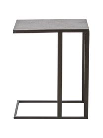 Stolik pomocniczy w stylu industrial Edge, Blat: metal powlekany, Stelaż: metal malowany proszkowo, Blat: czarny Stelaż: czarny, matowy, S 45 x W 62 cm