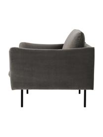 Fauteuil en velours avec pieds en métal Moby, Velours brun-gris, larg. 90 x prof. 90 cm