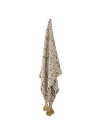 Plaid con frange Filipa, 52% cotone riciclato, 32% poliestere, 10% acrilico, 6% rayon, Beige, fantasia, Larg. 130 x Lung. 160 cm