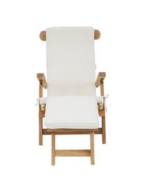 Liegestuhl Arrecife aus Teakholz mit Baumwoll-Polsterauflage, Teakholz, Cremeweiß, B 150 x H 80 cm