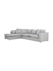 Grand canapé d'angle Zach, Tissu gris, larg. 300 x prof. 213 cm, méridienne à gauche