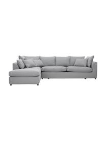 Grand canapé d'angle Zach, Tissu gris, larg. 300 x prof. 213 cm, méridienne à gauche