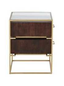 Noční stolek se skleněnou deskou Lyle, Tmavé mangové dřevo, zlatá, Š 45 cm, V 58 cm