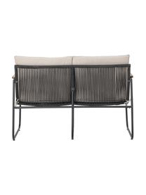Sofa ogrodowa Hampton, Tapicerka: tkanina, Stelaż: metal powlekany, Beżowa tkanina, czarny, S 125 x G 68 cm