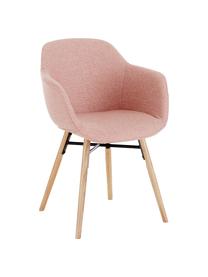 Armlehnstuhl Fiji mit schmaler Sitzschale, Bezug: Polyester Der hochwertige, Beine: Massives Eichenholz, Webstoff Rosa, Eichenholz, B 59 x T 55 cm