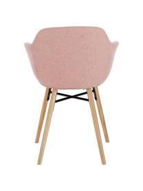 Armlehnstuhl Fiji mit schmaler Sitzschale, Bezug: Polyester Der hochwertige, Beine: Massives Eichenholz, Webstoff Rosa, B 59 x T 55 cm