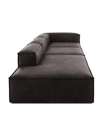 Diván modular grande de cuero reciclado Lennon, Tapizado: cuero reciclado (70% cuer, Estructura: madera de pino maciza, ma, Patas: plástico Las patas están , Cuero marrón grisaceo, An 357 x F 119 cm, respaldo izquierdo