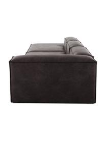 Diván modular grande de cuero reciclado Lennon, Tapizado: cuero reciclado (70% cuer, Estructura: madera de pino maciza, ma, Patas: plástico Las patas están , Cuero marrón grisaceo, An 357 x F 119 cm, respaldo izquierdo