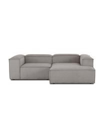 Divano angolare componibile in velluto a coste Lennon, Rivestimento: velluto a coste (92% poli, Struttura: legno di pino massiccio, , Piedini: plastica, Velluto a coste grigio, Larg. 238 x Prof. 180 cm, chaise-longue a sinistra