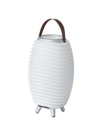 Mobilna lampa zewnętrzna LED z głośnikiem i chłodziarką na butelki Synergy, Biały, brązowy, Ø 41 x W 72 cm