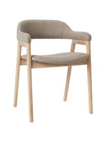 Chaise rembourrée en bois Santiano, Tissu beige, larg. 58 x prof. 58 cm
