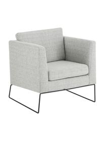 Klassieke fauteuil Milo in grijs met metalen poten, Bekleding: hoogwaardig polyester, Frame: grenenhout, Poten: gelakt metaal, Geweven stof grijs, B 77 x D 75 cm