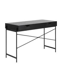 Bureau avec rangement Angus, Bois, noir laqué, larg. 110 x prof. 50 cm