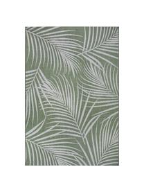 In- & outdoor vloerkleed Vai met bladpatroon, Bekleding: 100% polyester (teddyvach, Poten: berkenhout, Groen, wit, B 80 x L 150 cm (maat XS)