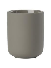 Zahnputzbecher Ume aus Steingut, Steingut überzogen mit Soft-Touch-Oberfläche (Kunststoff), Taupe, Ø 8 x H 10 cm
