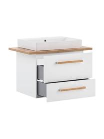 Waschtisch mit Unterschrank Alberto, B 82 cm, Griffe: Metall, beschichtet in Ei, Weiß, B 82 x H 62 cm