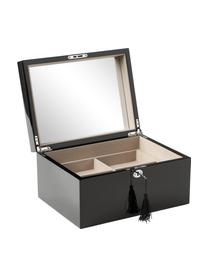 Schmuckbox Taylor mit Spiegel, Kästchen: Mitteldichte Holzfaserpla, Unterseite: Samt zur Schonung der Möb, Schwarz, B 31 x H 16 cm