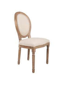 Krzesło z drewna z tapicerowanym siedziskiem Louis, Tapicerka: tkanina, Stelaż: drewno kauczukowe, Brązowy, beżowa tkanina, S 46 x G 48 cm