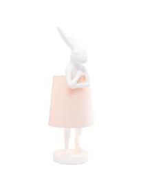 Lampada rosa da tavolo di design Rabbit, Paralume: lino, Base della lampada: poliresina, Asta: acciaio verniciato a polv, Bianco, rosa, Ø 23 x Alt. 68 cm