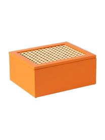 Aufbewahrungsbox Carina mit Wiener Geflecht, Box: Mitteldichte Holzfaserpla, Deckel: Mitteldichte Holzfaserpla, Orange, B 23 x H 10 cm
