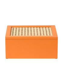Aufbewahrungsbox Carina mit Wiener Geflecht, Box: Mitteldichte Holzfaserpla, Deckel: Mitteldichte Holzfaserpla, Orange, B 23 x H 10 cm