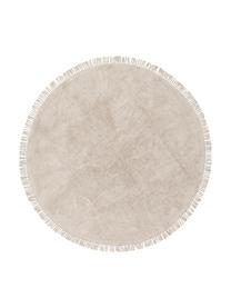 Alfombra redonda artesanal de algodón Plain, Beige, Ø 110 cm (Tamaño S)
