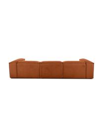 Canapé d'angle modulable 4 places avec tabouret Lennon, Tissu terracotta, larg. 327 x prof. 207 cm