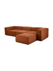 Canapé d'angle modulable 4 places avec tabouret Lennon, Tissu terracotta, larg. 327 x prof. 207 cm