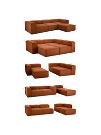 Canapé modulable 4 places avec pouf Lennon, Tissu terracotta, larg. 327 x prof. 207 cm