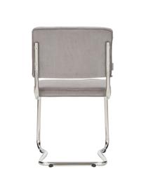 Chaise cantilever en velours côtelé Kink, Velours côtelé gris clair, couleur chrome, larg. 48 x prof. 48 cm