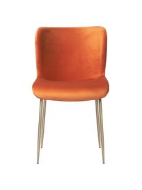 Samt-Polsterstuhl Tess von Chris Glass, Bezug: Samt (Polyester) Der hoch, Beine: Metall, pulverbeschichtet, Samt Orange, Goldfarben, B 49 x T 64 cm