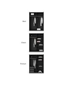 Modulaire schuifdeurkast Simone, 150 cm breed, verschillende varianten, Walnoothout optiek, zwart, Basis interieur, hoogte 200 cm