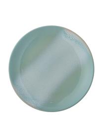 Assiettes à dessert faites main avec émail réactif, 4 pièces, Grès cérame, Tons verts, Ø 15 cm