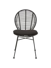 Chaise en polyrotin Cordula, 2 pièces, Noir, larg. 48 x prof. 57 cm