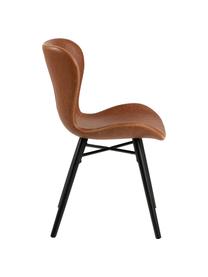 Chaise en cuir synthétique rembourrée Batilda, 2 pièces, Cuir synthétique cognac, noir, larg. 47 x prof. 53 cm